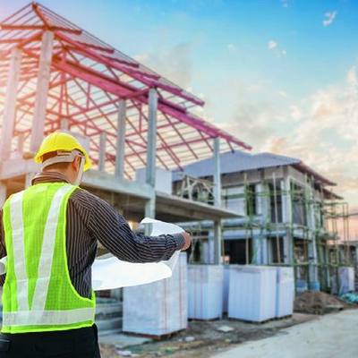 Framing crew on a residential construction site